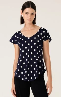 ANALIA TOP IN NAVY WHITE SPOT