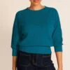 LONG SLEEVE RIPPLE KNIT TOP IN CERULEAN BLUE -Clothing Discounts Shop LR 3 4RIPPLEKNITTOPINCERULEANBLUE TERRILC25