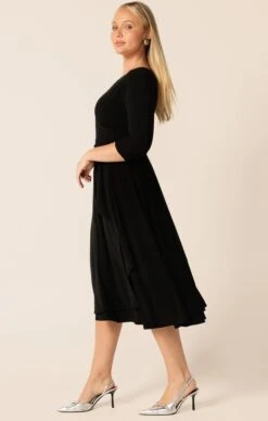 3/4 SLEEVE REVERSE WRAP MIDI DRESS IN BLACK 14 3/4 SLEEVE REVERSE WRAP MIDI DRESS IN BLACK -Clothing Discounts Shop LR 3 4SLEEVEREVERSEWRAPDRESSINBLACKCURVE6 BLC25