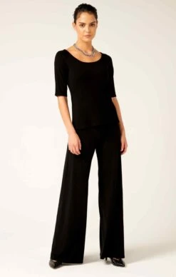 3/4 SLEEVE TOP IN BLACK -Clothing Discounts Shop LR 3 4SLEEVETOPINBLACKWITHSEAMLESSPANTSBLACK18 MICHELLES23