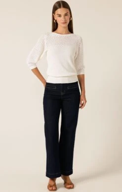 FREYA WIDE LEG JEAN IN INDIGO -Clothing Discounts Shop LR 34SLEEVERIPPLEKNITTOPINIVORYWITHFREYAJEANININDIGO17 ELIZAVETAS25