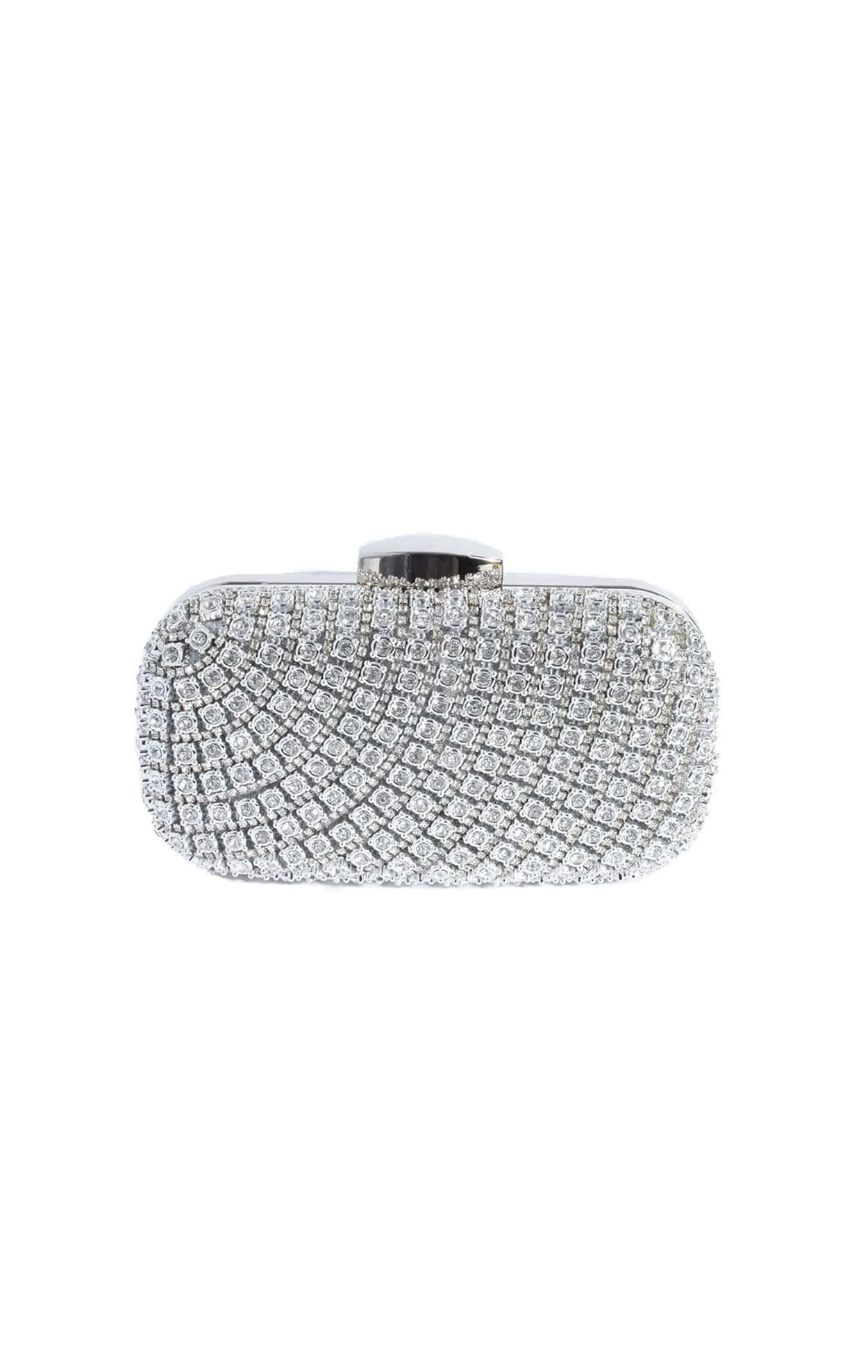 BLANCA STRUCTURED CLUTCH IN SILVER 3 BLANCA STRUCTURED CLUTCH IN SILVER