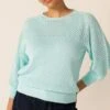 3/4 SLEEVE RIPPLE KNIT TOP IN AQUAMARINE 1 3/4 SLEEVE RIPPLE KNIT TOP IN AQUAMARINE -Clothing Discounts Shop LR AQUAKNITWITHFARRAHJEANINDIGOCURVE27 TERRILC25