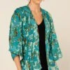 BLOSSOM KIMONO 1 BLOSSOM KIMONO -Clothing Discounts Shop LR BLOSSOMKIMONOINTURQUOISEGOLDWITHSEAMLESSPANTINBLACK32 BELMAA25