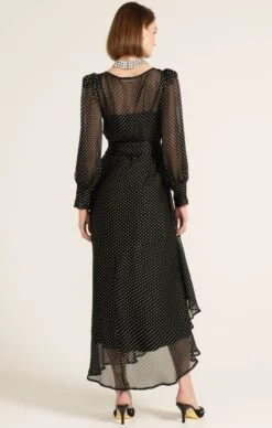 CALAIS WRAP DRESS -Clothing Discounts Shop LR CALAISWRAPBOWDRESSINBLACKCREAMSPOT58 LILYWSK25