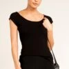 CAP SLEEVE TOP IN BLACK -Clothing Discounts Shop LR CAPSLEEVETOPINBLACKCROP MICHELLES23