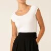 CAP SLEEVE TOP IN WHITE 2 CAP SLEEVE TOP IN WHITE -Clothing Discounts Shop LR CAPSLEEVETOPINWHITECROP MIASKW25