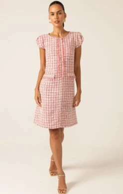 CELESTINE SHIFT DRESS -Clothing Discounts Shop LR CELESTINESHIFTINPINKWHITEGOLDTWEED7 NINAS25