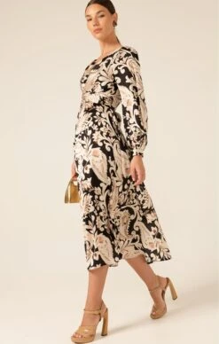 CHARMING COURTYARD DRESS -Clothing Discounts Shop LR CHARMINGCOURTYARDDRESSBLACKCREAMPAISLEY17 BELMAA25