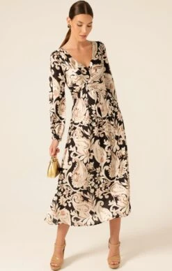 CHARMING COURTYARD DRESS -Clothing Discounts Shop LR CHARMINGCOURTYARDDRESSBLACKCREAMPAISLEY29 BELMAA25