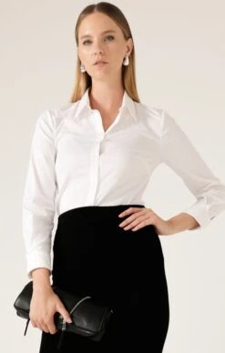 PENCIL SKIRT IN BLACK 12 PENCIL SKIRT IN BLACK -Clothing Discounts Shop LR CLASSICSHIRTINWHITEWITHPENCILSKIRTINBLACK NICOLESC24