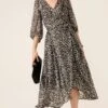 CLOUDLAND WRAP DRESS IN BLACK WHITE SPOT