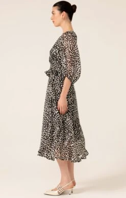 CLOUDLAND WRAP DRESS IN BLACK WHITE SPOT 13 CLOUDLAND WRAP DRESS IN BLACK WHITE SPOT -Clothing Discounts Shop LR CLOUDLANDWRAPDRESS2024ECOMM3 KADANZSS24