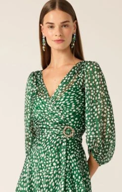CLOUDLAND WRAP DRESS GREEN WHITE SPOT -Clothing Discounts Shop LR CLOUDLANDWRAPDRESSINGREENWHITESPOTLUREXCROP13 ELIZAVETAS25