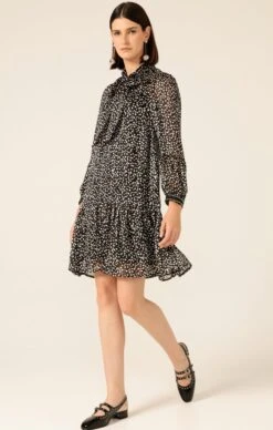 CONFETTI MOON MINI DRESS -Clothing Discounts Shop LR CONFETTIMOONMINIDRESSINBLACKWHITESPOT16 MADIA25