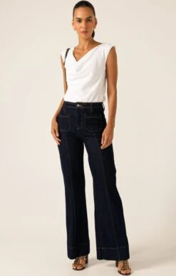 FARRAH WIDE LEG JEAN 16 FARRAH WIDE LEG JEAN -Clothing Discounts Shop LR COWLBIASTOPINIVORYWITHFARRAHJEANININDIGO11 NINAS25