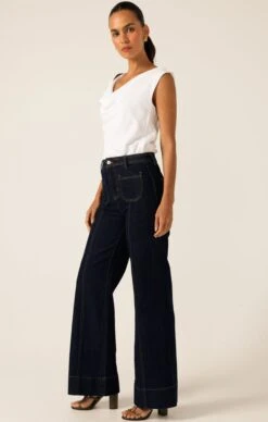FARRAH WIDE LEG JEAN 15 FARRAH WIDE LEG JEAN -Clothing Discounts Shop LR COWLBIASTOPINIVORYWITHFARRAHJEANININDIGO14 NINAS25