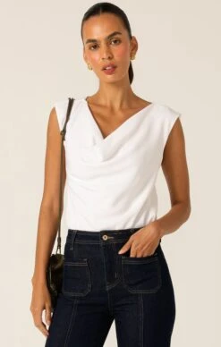 COWL BIAS TOP IN WHITE