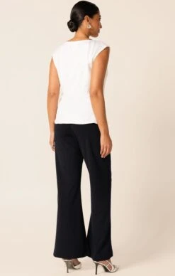 COWL BIAS TOP IN WHITE -Clothing Discounts Shop LR COWLBIASTOPINSNOWWITHCLASSICTROUSERINNAVYCURVE3 TERRILC25