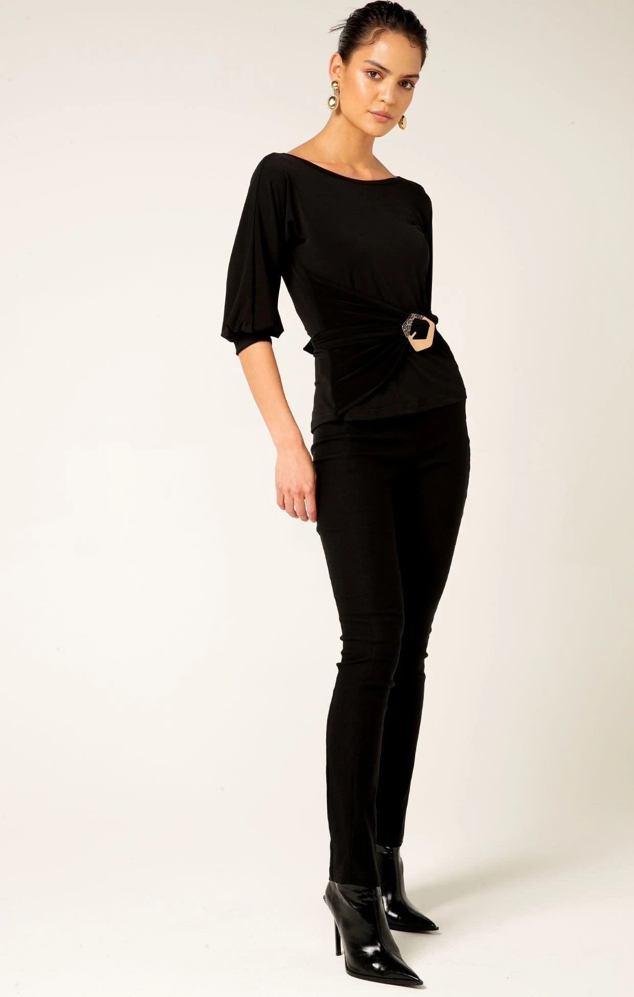 COWL TIE DRAPE TOP IN BLACK 8 COWL TIE DRAPE TOP IN BLACK - Image 6