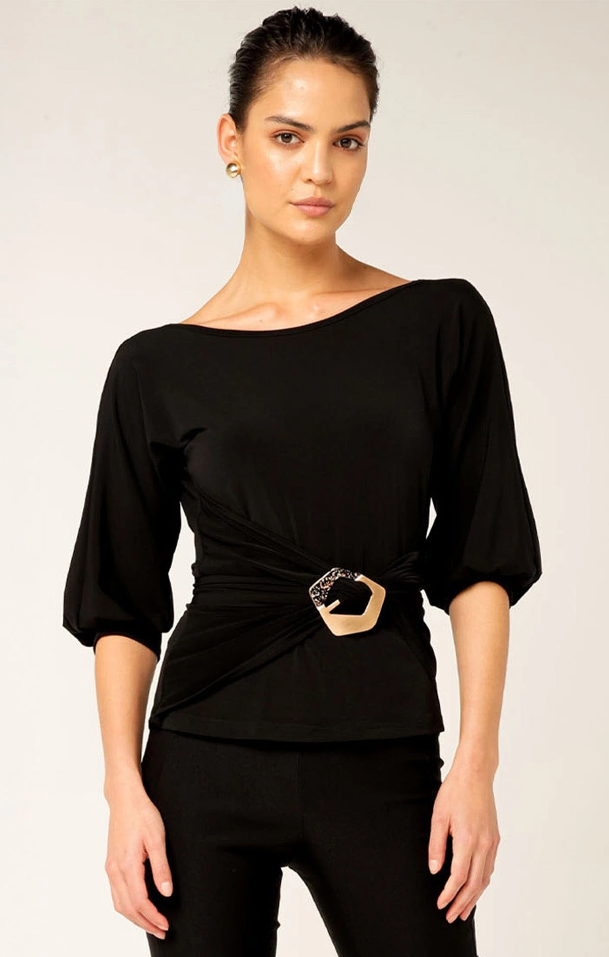 COWL TIE DRAPE TOP IN BLACK 6 COWL TIE DRAPE TOP IN BLACK - Image 4