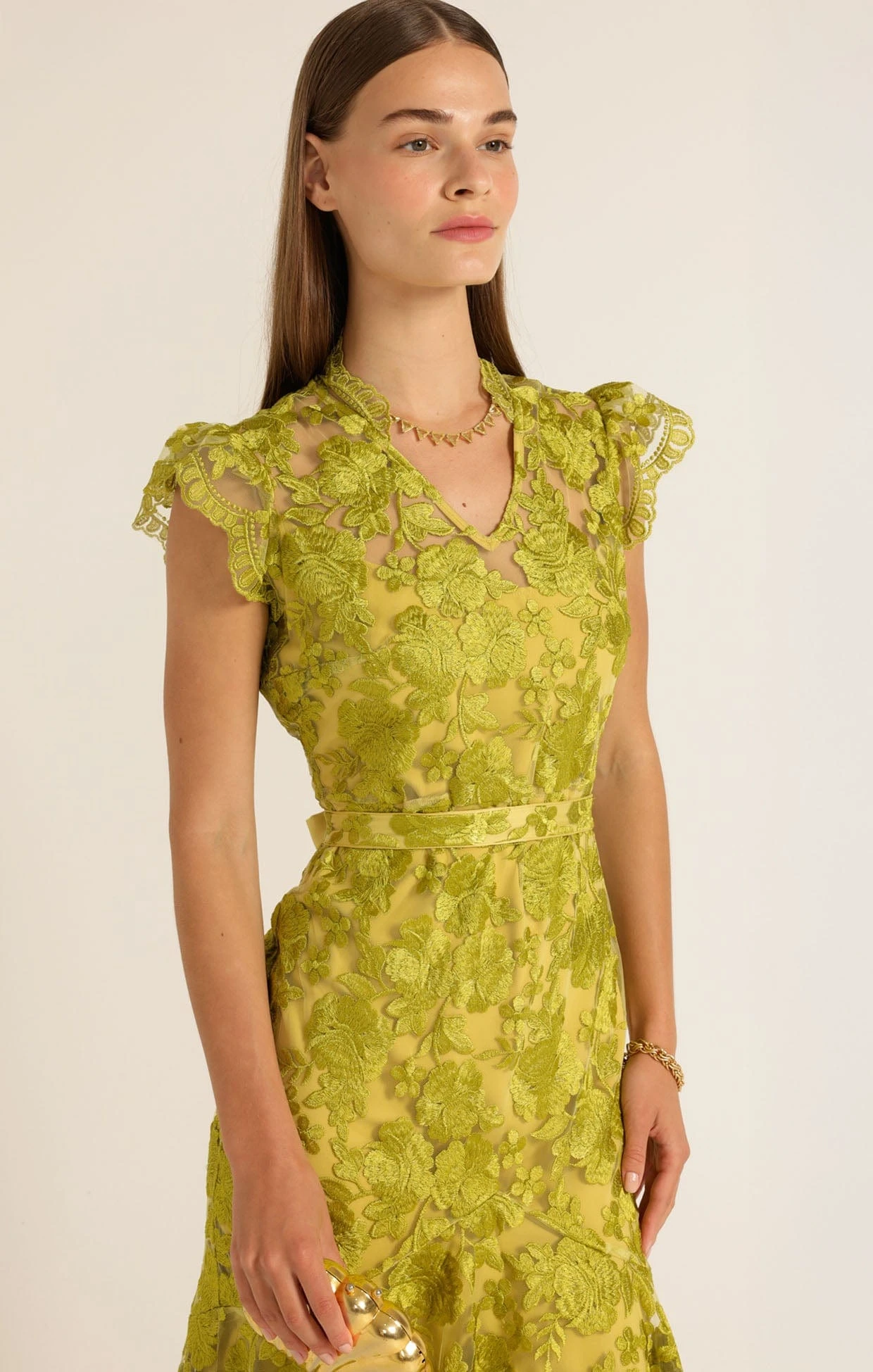 DELPHINE DRESS CHARTREUSE 4 DELPHINE DRESS CHARTREUSE - Image 2