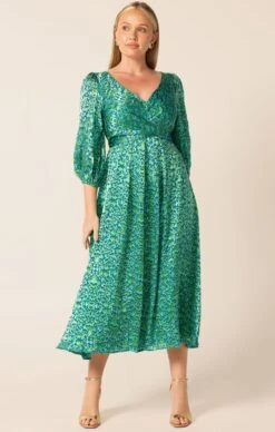 ETHEREAL EDEN MIDI DRESS -Clothing Discounts Shop LR ETHEREALEDENDRESSINJADEFLORALCURVE2 BLC25