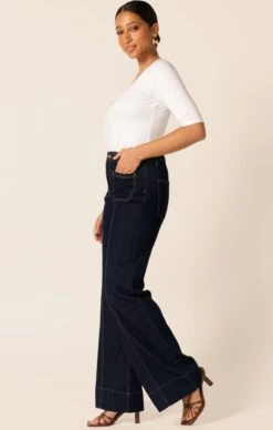 3/4 SLEEVE TOP IN WHITE 15 3/4 SLEEVE TOP IN WHITE -Clothing Discounts Shop LR FARRAHJEANININDIGOWITH34SLEEVETOPINWHITECURVE10 TERRILC25