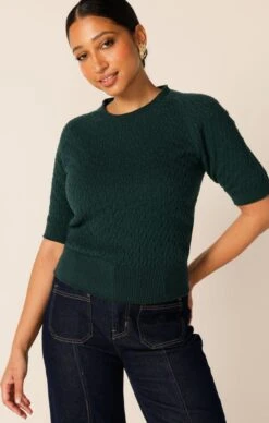 SHORT SLEEVE GROVE KNIT TOP IN FOREST