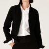 FRONT ZIP PEPLUM JACKET IN BLACK 1 FRONT ZIP PEPLUM JACKET IN BLACK -Clothing Discounts Shop LR FRONTZIPPEPLUMJACKETINBLACKWITHCLASSICTROUSERINBLACKANDCLASSICWHITESHIRT1CROP MADIA25