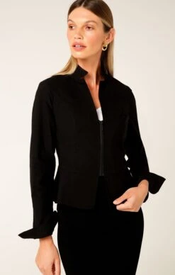 FRONT ZIP PEPLUM JACKET IN BLACK -Clothing Discounts Shop LR FRONTZIPPEPLUMJACKETINBLACKWITHPENCILSKIRTINBLACK38 ANDYS23