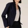 FRONT ZIP PEPLUM JACKET IN NAVY
