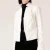 FRONT ZIP PEPLUM JACKET IN WHITE