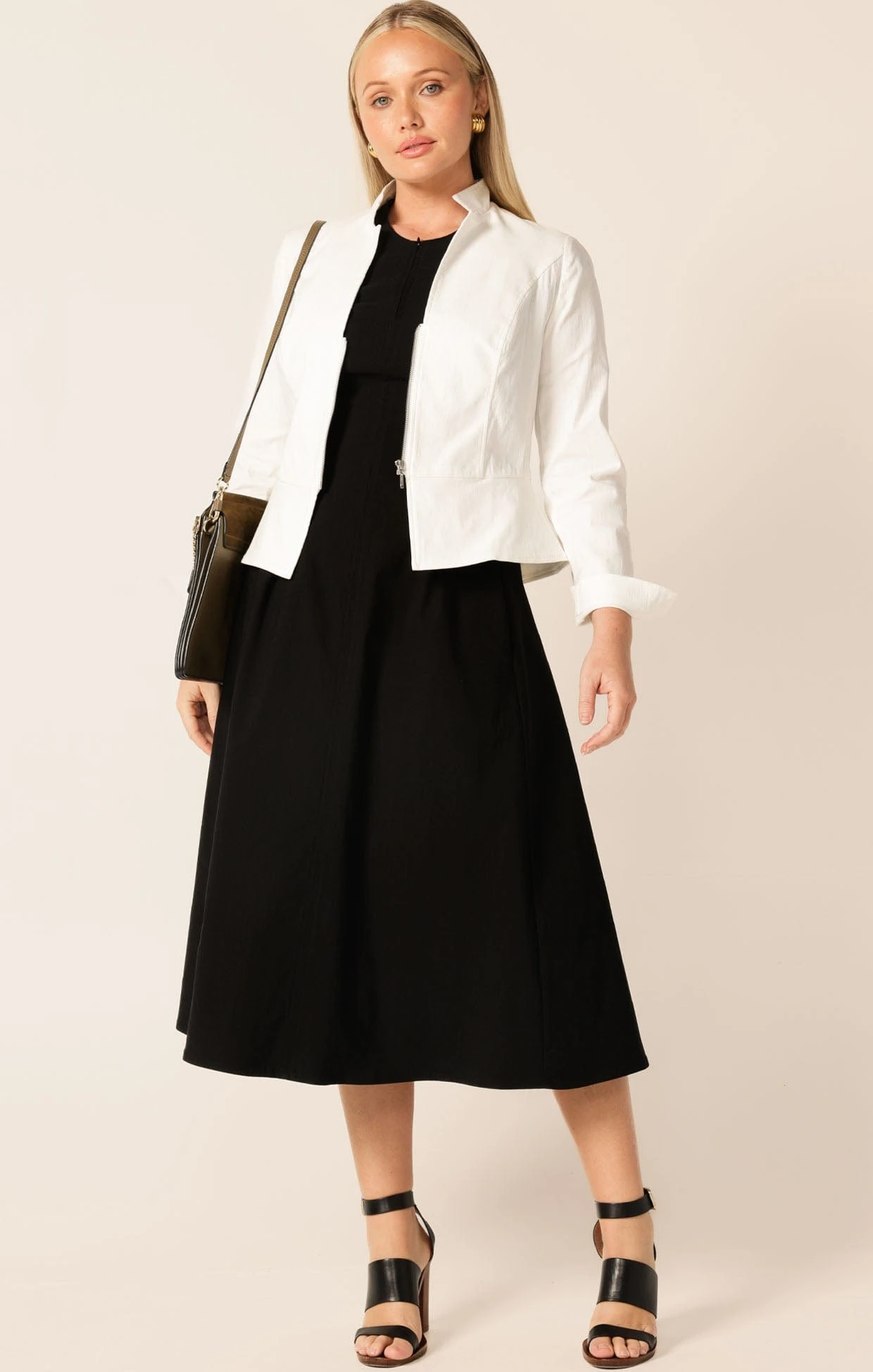 FRONT ZIP PEPLUM JACKET IN WHITE 4 FRONT ZIP PEPLUM JACKET IN WHITE - Image 2