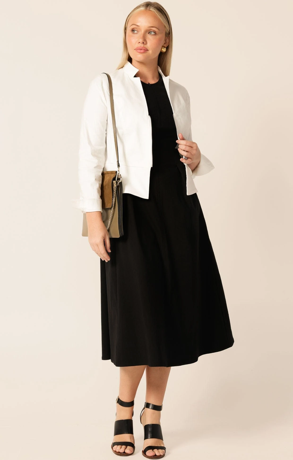 FRONT ZIP PEPLUM JACKET IN WHITE 5 FRONT ZIP PEPLUM JACKET IN WHITE - Image 3