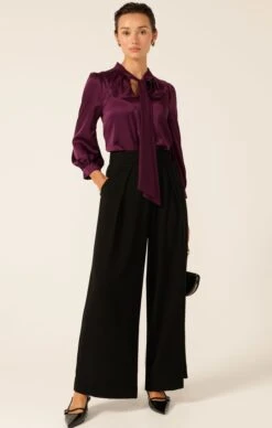PLEATED TROUSER -Clothing Discounts Shop LR HATCHIEBLOUSEINBLACKCHERRYWITHPLEATEDTROUSERINBLACK1 MIASKW25