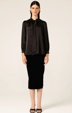 HATCHIE BLOUSE IN BLACK -Clothing Discounts Shop LR HATCHIEBLOUSEINBLACKWITHPENCILSKIRT30 MADIA25
