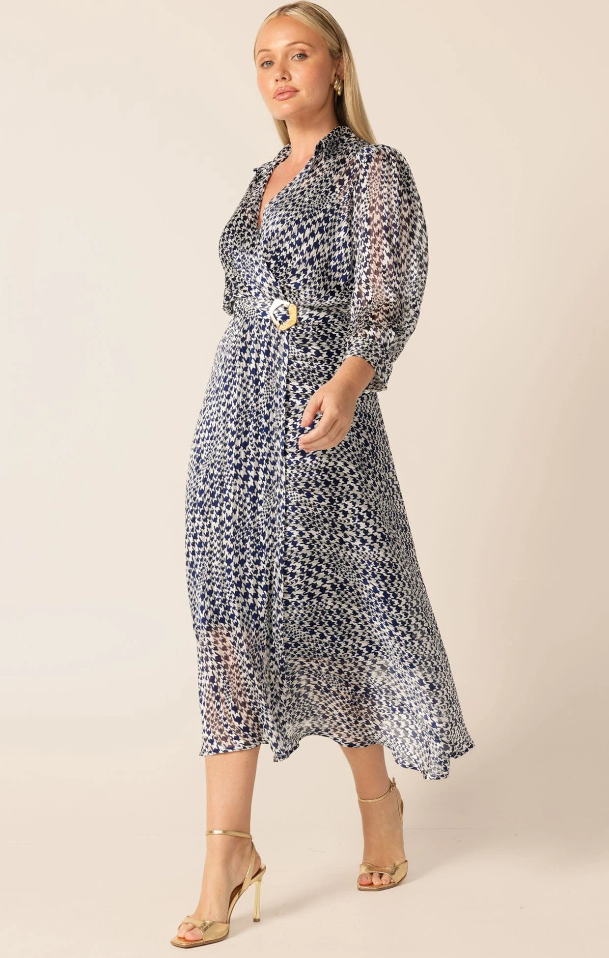 HERRINGBONE DRESS IN NAVY WHITE CHECK 5 HERRINGBONE DRESS IN NAVY WHITE CHECK - Image 3