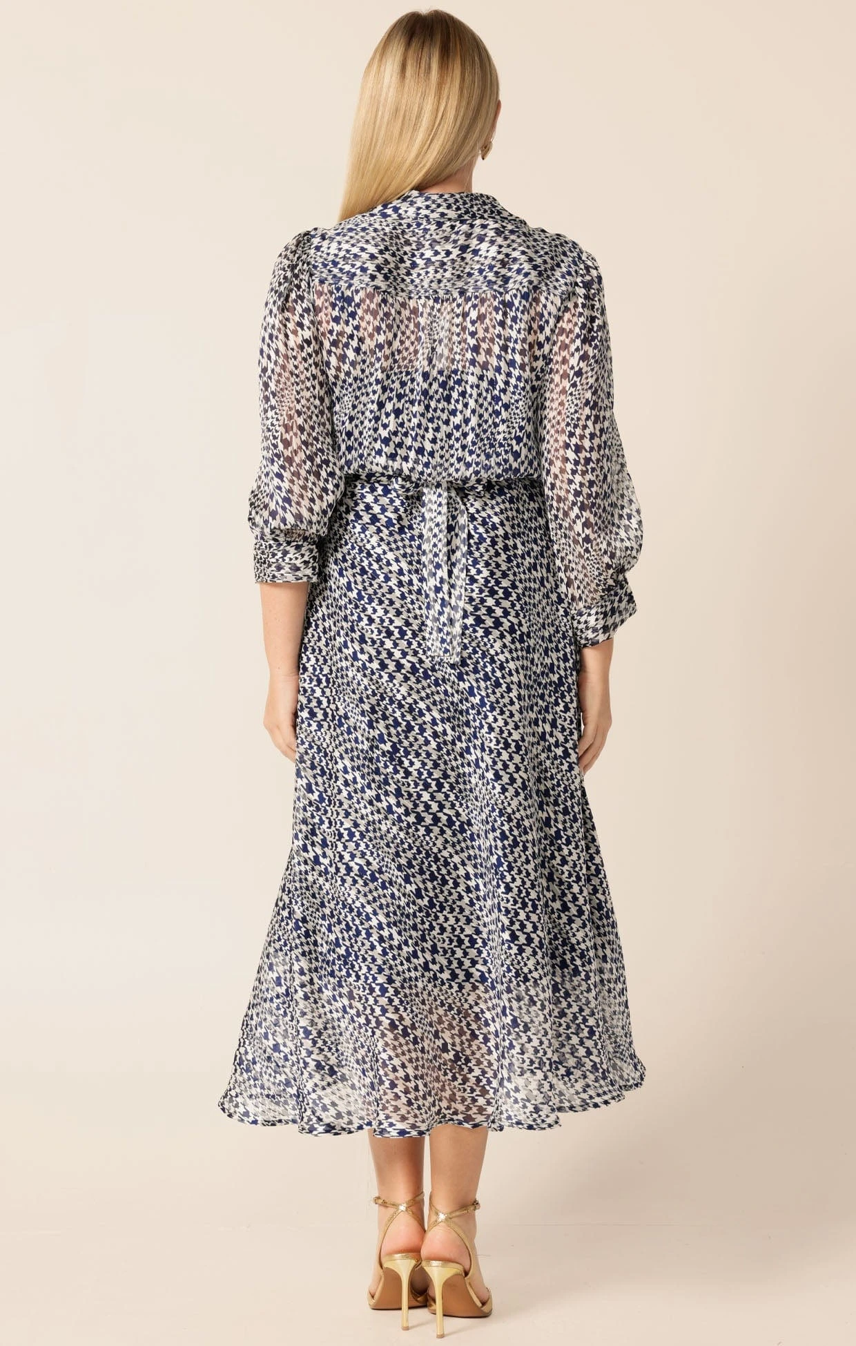 HERRINGBONE DRESS IN NAVY WHITE CHECK 9 HERRINGBONE DRESS IN NAVY WHITE CHECK - Image 7