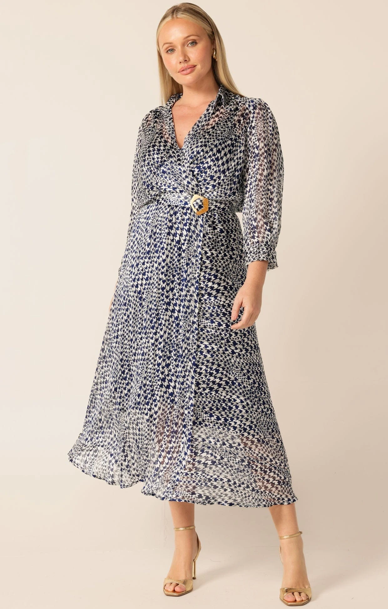 HERRINGBONE DRESS IN NAVY WHITE CHECK 4 HERRINGBONE DRESS IN NAVY WHITE CHECK - Image 2