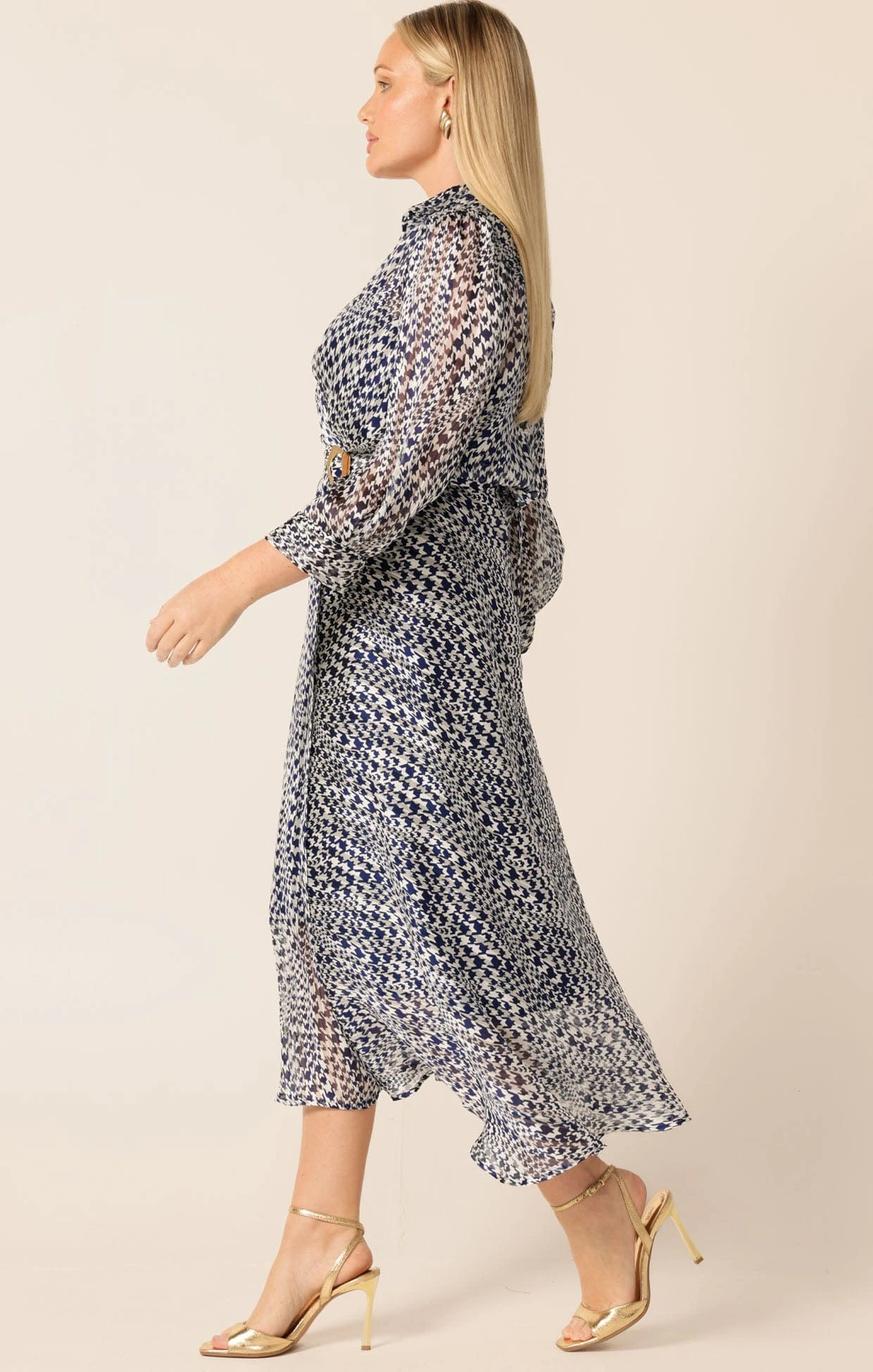 HERRINGBONE DRESS IN NAVY WHITE CHECK 10 HERRINGBONE DRESS IN NAVY WHITE CHECK - Image 8