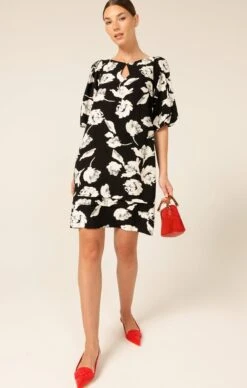 HIDEAWAY GROVE SHIFT -Clothing Discounts Shop LR HIDEAWAYGOVESHIFTINBLACKWHITEFLOWER63 BELMAA25