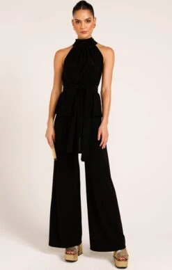 SEAMLESS PANT IN BLACK -Clothing Discounts Shop LR HIGHNECKTIETOPANDSEAMLESSPANTSINBLACK1