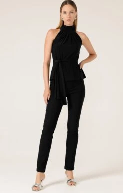 SKINNY PANT IN BLACK 16 SKINNY PANT IN BLACK -Clothing Discounts Shop LR HIGHNECKTIETOPINBLACKWITHSKINNYPANTINBLACK NICOLESC24