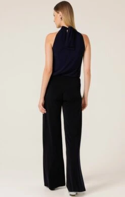 HIGH NECK TIE TOP IN NAVY -Clothing Discounts Shop LR HIGHNECKTIETOPNAVYWITHSEAMLESSPANTNAVY3 NICOLESC24