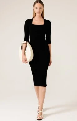 IRIS DRESS 3/4 SLEEVE IN BLACK