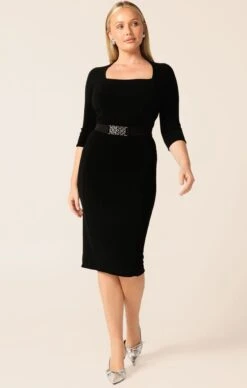 IRIS DRESS 3/4 SLEEVE IN BLACK -Clothing Discounts Shop LR IRIS34SLEEVEDRESSINBLACKCURVE23 BLC25