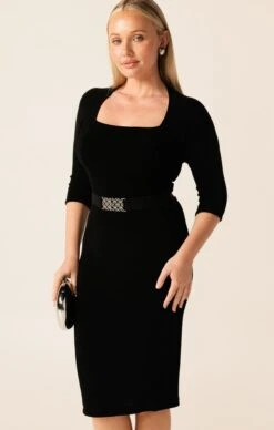 IRIS DRESS 3/4 SLEEVE IN BLACK -Clothing Discounts Shop LR IRIS34SLEEVEDRESSINBLACKCURVE41 BLC25
