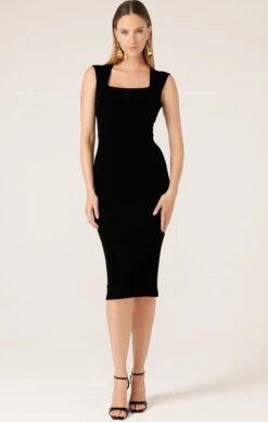 IRIS CAP SLEEVE DRESS IN BLACK