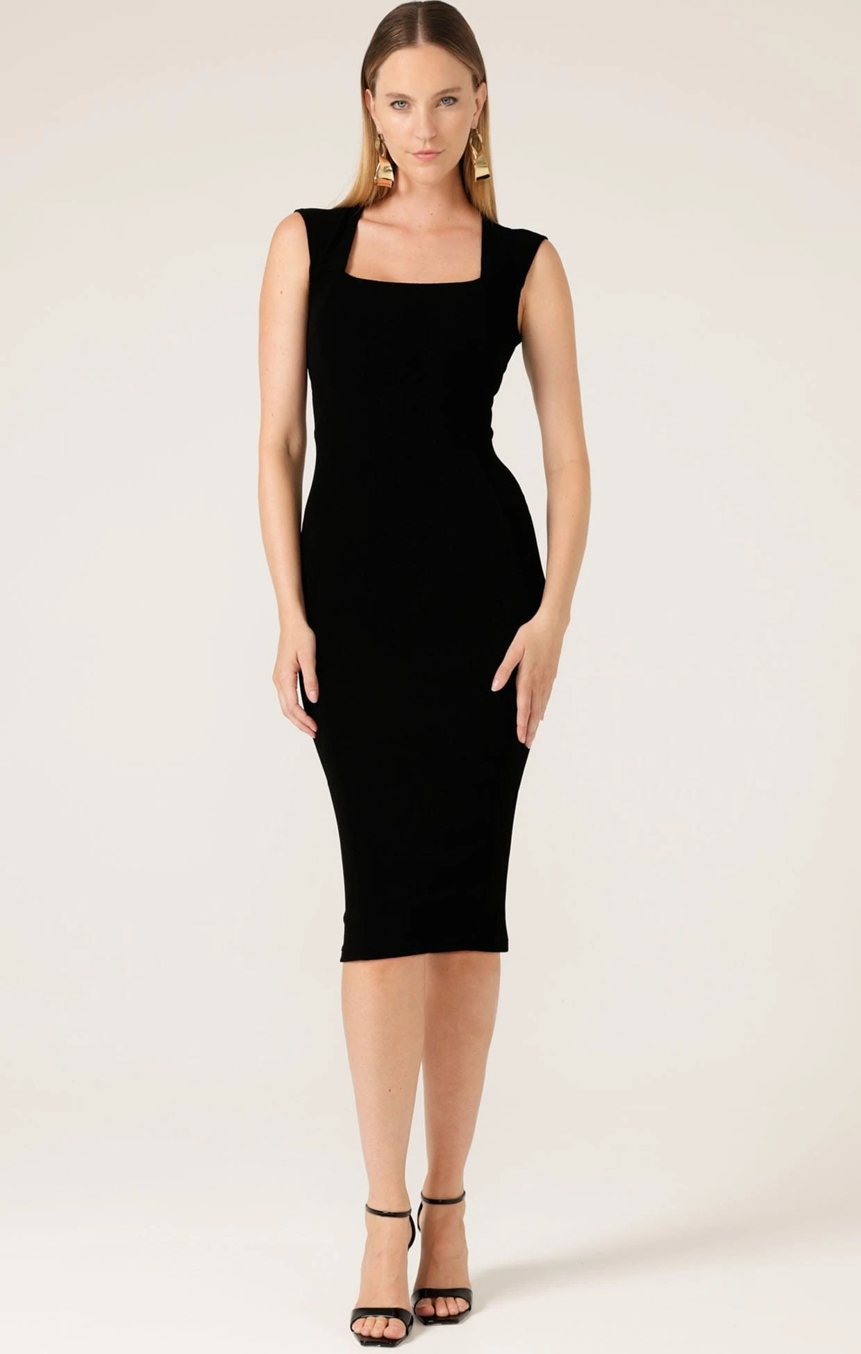 IRIS CAP SLEEVE DRESS IN BLACK 3 IRIS CAP SLEEVE DRESS IN BLACK